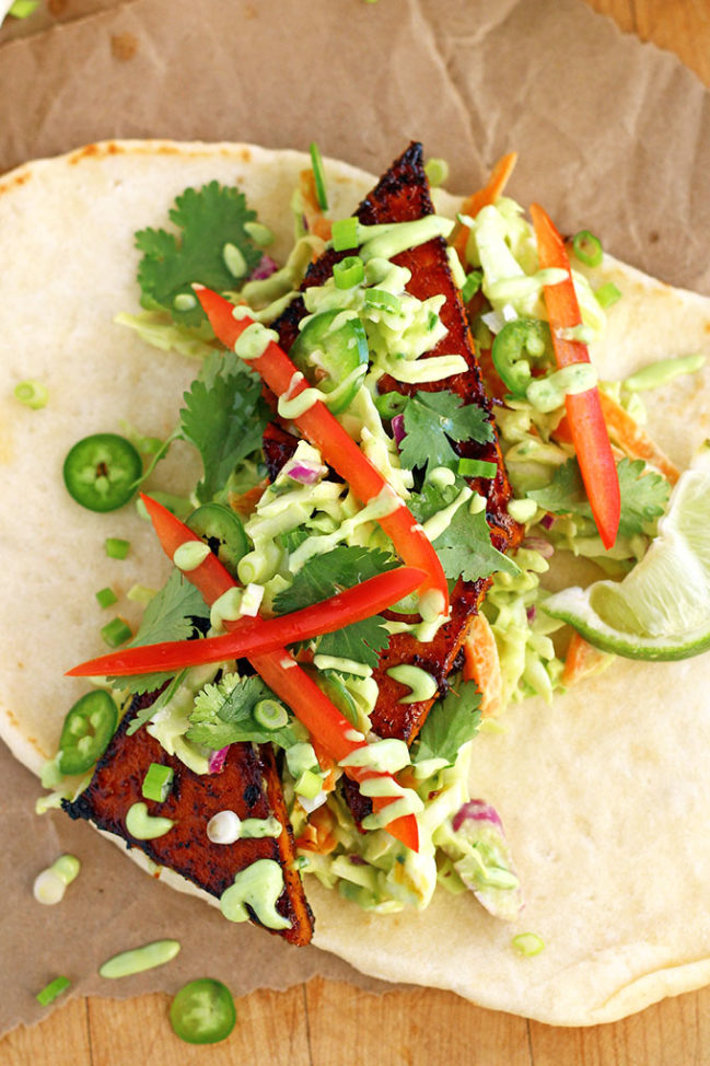 Marinated Tofu Naan Wraps With Avocado Lime Slaw I LOVE VEGAN