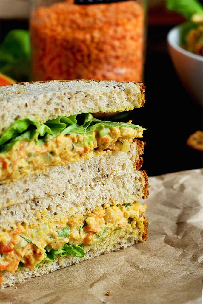 Lentil + Chickpea Salad Sandwiches {a.k.a. Vegan 