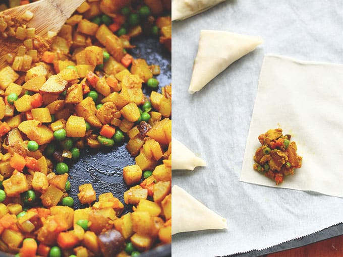 Samosas aux légumes à deux bouchées - ilovevegan.com