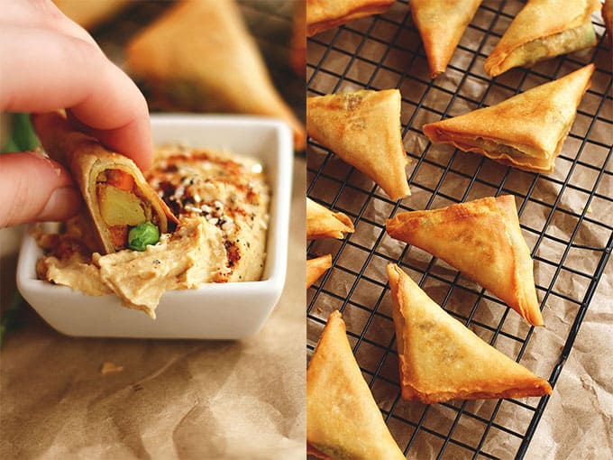 Samosas de verduras de dos bocados - ilovevegan.com