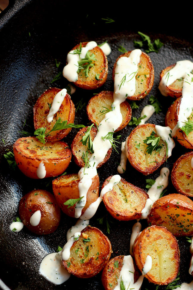 Crispy Potatoes with Vegan Ranch Dressing » I LOVE VEGAN