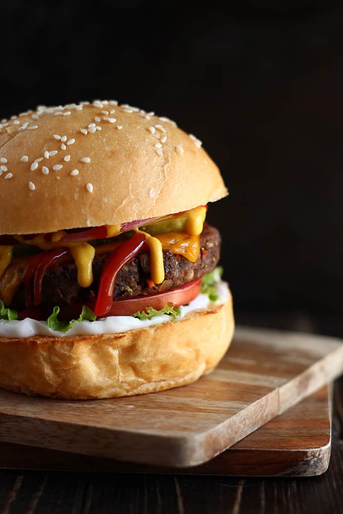 Grilled Veggie Burger Recipe with Black Beans, Chickpeas & Roasted  Vegetables